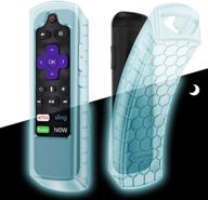 🔵 casebot remote case: blue glow silicone cover for roku voice, express 4k+ 2021, ultra lt, express 3930, premiere+ 3921, streaming stick+ - anti slip & shockproof logo