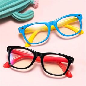 img 3 attached to 👓 2 Pack Kids Blue Light Blocking Glasses for Girls and Boys Age 3-10, Computer Video Gaming Glasses - Anti Blue Light, Eye Strain Relief, Headache Prevention (Black Red+Blue Yellow)