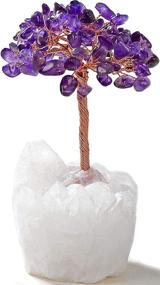 img 3 attached to 🌳 High Gemstone Count KALIFANO Natural Amethyst Chakra Crystal Tree with Quartz Cluster Base - Bonsai Feng Shui Money Tree for Positive Energy, Luck, and Wealth