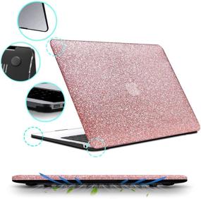 img 1 attached to 🎉 B BELK MacBook Air 13 inch Case 2020 2019 2018 M1 A2337 A2179 A1932 Touch ID, Sparkly Leather Hard Shell Case + Keyboard Cover + Pink Laptop Stand, MacBook Air 2020 Case