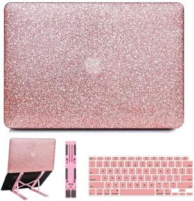 img 4 attached to 🎉 B BELK MacBook Air 13 inch Case 2020 2019 2018 M1 A2337 A2179 A1932 Touch ID, Sparkly Leather Hard Shell Case + Keyboard Cover + Pink Laptop Stand, MacBook Air 2020 Case