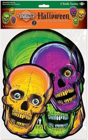 img 2 attached to 🎃 Beistle 1456 Vintage Halloween Nite-Glo Skull Cutouts: Spooky 12 Piece Set in Multicolored - 8.5" & 12.75" Sizes