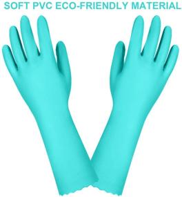 img 2 attached to 🧤 Medium Blue Reusable Dishwashing Cleaning Gloves - Latex-Free, Cotton Lined, Kitchen Gloves - Pack of 2 Pairs