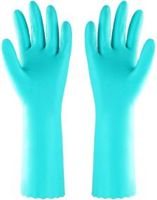 img 4 attached to 🧤 Medium Blue Reusable Dishwashing Cleaning Gloves - Latex-Free, Cotton Lined, Kitchen Gloves - Pack of 2 Pairs