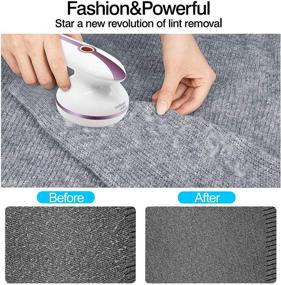 img 2 attached to 🔌 Rechargeable Lint Remover and Fabric Shaver - Sweater Shaver with 3-Leaf Stainless Steel Blades for Clothes, Couch, Blanket & Furniture - White