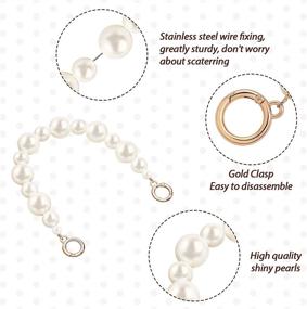 img 2 attached to 👜 Stylish Imitation Pearl Bead Handbag Charms Chain Set- Enhance Your Purse with 3 Pieces of Large Golden Clasp Bag Accessories- 13.8 Inch Length, Ideal for Women's Bags