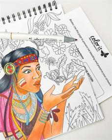 img 2 attached to 🎨 Native American Spirit Adult Coloring Book - 50 Single-Sided Pages, Thick Smooth Paper, Lay Flat Hardback Covers, Spiral Bound, Dream Catchers, Animals, Tribal Culture Art for Mindful Coloring