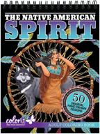 🎨 native american spirit adult coloring book - 50 single-sided pages, thick smooth paper, lay flat hardback covers, spiral bound, dream catchers, animals, tribal culture art for mindful coloring logo