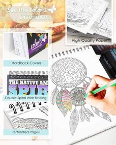 img 3 attached to 🎨 Native American Spirit Adult Coloring Book - 50 Single-Sided Pages, Thick Smooth Paper, Lay Flat Hardback Covers, Spiral Bound, Dream Catchers, Animals, Tribal Culture Art for Mindful Coloring