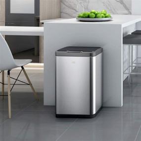 img 1 attached to EKO Mirage-T 50L / 13.2 Gallon Touchless Rectangular Motion Sensor Trash Can with Brushed Stainless Steel Finish