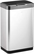 eko mirage-t 50l / 13.2 gallon touchless rectangular motion sensor trash can with brushed stainless steel finish logo