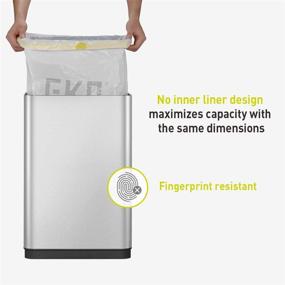 img 2 attached to EKO Mirage-T 50L / 13.2 Gallon Touchless Rectangular Motion Sensor Trash Can with Brushed Stainless Steel Finish