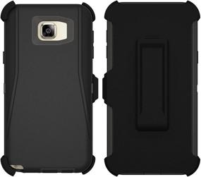 img 4 attached to Durable Black Galaxy Note 5 Case with Built-in Screen Protector and Holster – ToughBox Armor Series, Shock Proof, Fits OtterBox Defender Belt Clip