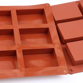 img 3 attached to 🧼 6-Cavity Rectangle Silicone Mold by homEdge - Pack of 3, Ideal for Soap Bars, Resin, Chocolate, Candles, and Jelly-Brown