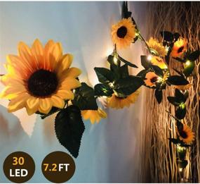 img 4 attached to 🌻 Fielegen 30 LED 7.2ft Artificial Sunflower Garland String Lights - Sunflower Home Decor, Battery Powered Fairy Lights for Indoor Bedroom Wedding Birthday Party Holiday Garden Decor - Warm White