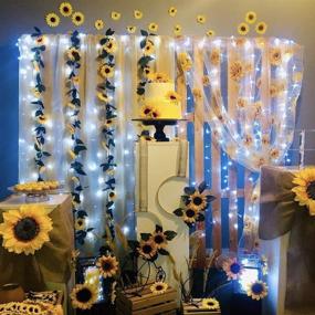 img 3 attached to 🌻 Fielegen 30 LED 7.2ft Artificial Sunflower Garland String Lights - Sunflower Home Decor, Battery Powered Fairy Lights for Indoor Bedroom Wedding Birthday Party Holiday Garden Decor - Warm White