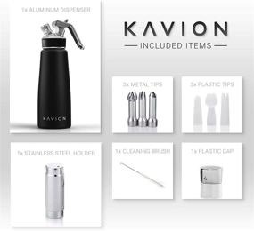 img 2 attached to Kavion Professional Aluminum Whipped Cream Dispenser with 6 Decorating Tips and Leak-Free Seals, 500ml/ 1 Pint Canister, Silicon Grip for Easy Handling - 8g N2O (N2O Cartridges Not Included)