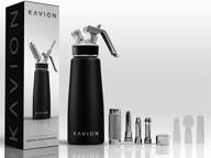 kavion professional aluminum whipped cream dispenser with 6 decorating tips and leak-free seals, 500ml/ 1 pint canister, silicon grip for easy handling - 8g n2o (n2o cartridges not included) logo