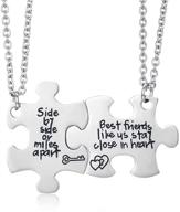 🍕 udobuy2 pcs best friends side by side or miles apart best friend necklaces set heart best friend gifts for teen girls bff friendship necklaces: pizza friend necklace included! logo