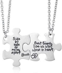 img 4 attached to 🍕 Udobuy2 Pcs Best Friends Side By Side Or Miles Apart Best Friend Necklaces Set Heart Best Friend Gifts for Teen Girls BFF Friendship Necklaces: Pizza Friend Necklace Included!