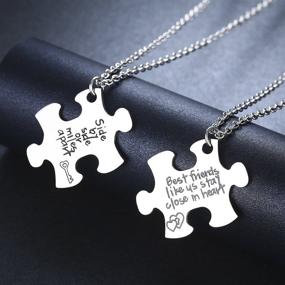 img 3 attached to 🍕 Udobuy2 Pcs Best Friends Side By Side Or Miles Apart Best Friend Necklaces Set Heart Best Friend Gifts for Teen Girls BFF Friendship Necklaces: Pizza Friend Necklace Included!