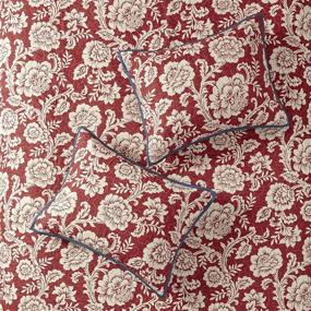 img 1 attached to 🌺 Madison Park Lucy Red Floral Cotton Quilt Set - Lightweight Coverlet Bedspread Bedding, Double Sided Quilting, All Season - Full/Queen (90"x90") 6 Piece