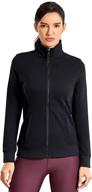 🏃 crz yoga women's cotton full zip workout track jacket - slim fit for running logo