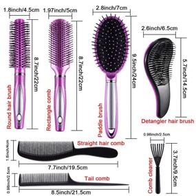 img 3 attached to 🌟 Sleek SIQUK 7-Piece Hair Brush and Comb Set: Round Brush, Paddle Brush, Detangle Hair Brush and Combs - Ideal for Wet and Dry Hair Styling - Perfect for Women and Men