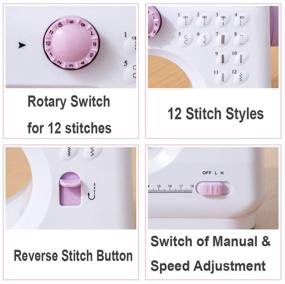 img 1 attached to 🧵 Hoxinlong Sewing Machine for Beginners: 2-Speed, Double Thread with Foot Pedal – 12 Built-in Stitches, Reverse Sewing, DIY Accessories (Light Purple)