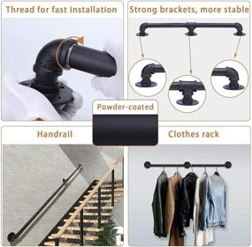 img 2 attached to 🛠️ Sturdy and Stylish 6.6ft Black Pipe Handrail for Indoor and Outdoor Staircases - Muzata Safety Railing