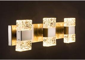 img 3 attached to 💡 JINZO LED Brush Nickel Bathroom Vanity Light Fixture - Modern Wall Lighting with Clear Ice Inspired Molded Hand-Crafted Solid Glass Shape, Up and Down Lights - 3-Lights