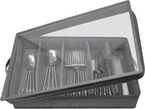 img 3 attached to 🍴 Sorbus Flatware Storage Chest: Organize Utensils with Style & Efficiency - Clear Lid, Large Capacity, Gray