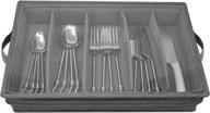 🍴 sorbus flatware storage chest: organize utensils with style & efficiency - clear lid, large capacity, gray логотип