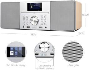 img 2 attached to 🎶 LEMEGA MSY1P All-in-One Music System, CD Player, FM Digital Radio, Bluetooth Speaker, 20W Stereo Sound, Wooden Box, USB MP3, USB Charger, Headphone-Out, Aux-in, Alarms and Clock, White Oak Colour Display