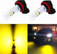 🔆 alla lighting xtreme super bright h11 h8 led fog lights bulbs - 3800lm, 3000k golden yellow, eti 56-smd, 12v drl lamp replacement for h16 logo