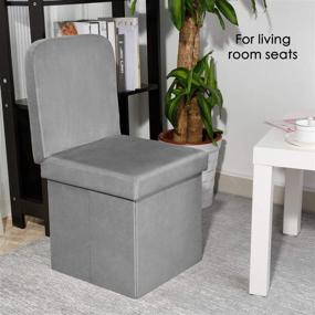 img 3 attached to 🪑 Versatile Grey Velvet Ottoman Chair with Storage - B FSOBEIIALEO's Folding Ottoman with Seat Back - Perfect for Vanity, Desk, and Toy Storage