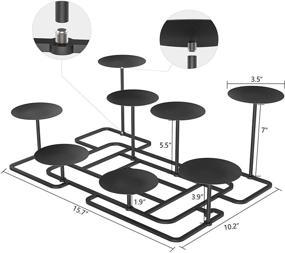 img 3 attached to QIKADSEN 8 Fireplace Candle Candelabra Candleholder: Stylish Mantle Decor for Flameless or Wax Pillar Candles - Black Iron Stand for Desk or Floor, Supporting DIY