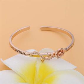 img 3 attached to 🌹 HOLLP Christian Jewelry Religious Gift: Godmother Forever My Friend Cuff Bracelet with Rose Flower - Godmother Gift from Goddaughter or Godson