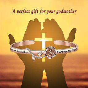 img 1 attached to 🌹 HOLLP Christian Jewelry Religious Gift: Godmother Forever My Friend Cuff Bracelet with Rose Flower - Godmother Gift from Goddaughter or Godson