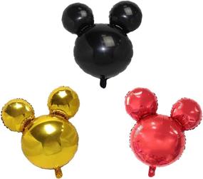 img 1 attached to 🎈 33 Mickey Party Balloons - 12" Latex & 18" Polyester Aluminum Film Balloons, Red Black Yellow for Kid's Birthday Party Supplies