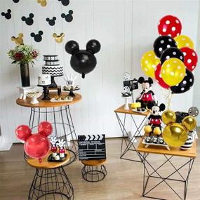 img 4 attached to 🎈 33 Mickey Party Balloons - 12" Latex & 18" Polyester Aluminum Film Balloons, Red Black Yellow for Kid's Birthday Party Supplies