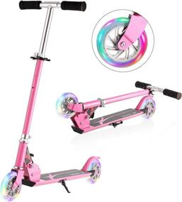 img 4 attached to 🛴 WeSkate Foldable Kids Scooter with Adjustable Height, LED Lights, and Flashing Wheels - Perfect Scooter for Boys and Girls Age 3-12