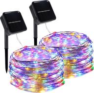 🌟 2 pack outdoor solar string lights, 39.4 ft 120 led solar powered decorative fairy lights with 8 modes, waterproof light for christmas patio yard wedding party, multicolor - twinkle star логотип