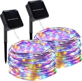 img 4 attached to 🌟 2 Pack Outdoor Solar String Lights, 39.4 FT 120 LED Solar Powered Decorative Fairy Lights with 8 Modes, Waterproof Light for Christmas Patio Yard Wedding Party, Multicolor - Twinkle Star