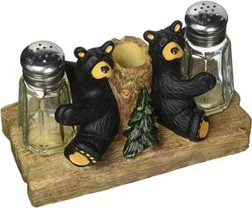 img 1 attached to 🐻 Demdaco Resin Black Bear Friends Salt and Pepper Shakers with Toothpick Holder