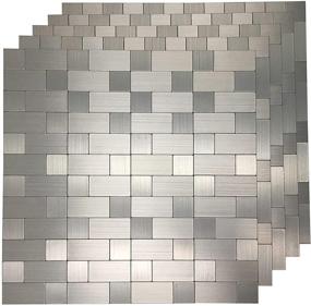 img 4 attached to 🔶 Art3d 10-Pack Self-Adhesive Metal Backsplash Peel and Stick Tile: Silver Aluminium Surface for Kitchen, 12x12 - Easy Install & Stylish Design