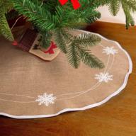 🎄 hohotime 48 inch burlap white snowflake christmas tree skirt: festive xmas holiday party decoration mat логотип