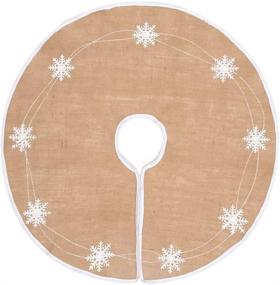 img 3 attached to 🎄 HOHOTIME 48 inch Burlap White Snowflake Christmas Tree Skirt: Festive Xmas Holiday Party Decoration Mat