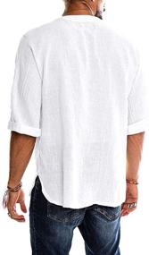 img 2 attached to Cotton Henley Drawstring Sleeve Hippie