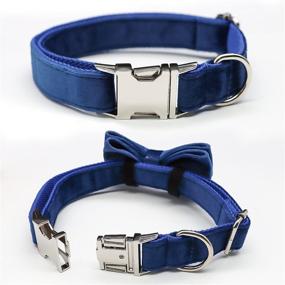 img 3 attached to 🐶 Cute Dog Collar Bow Bowtie: Detachable Metal Buckle, Comfortable Fit for Small Medium Large Dogs - Velvet Blue M